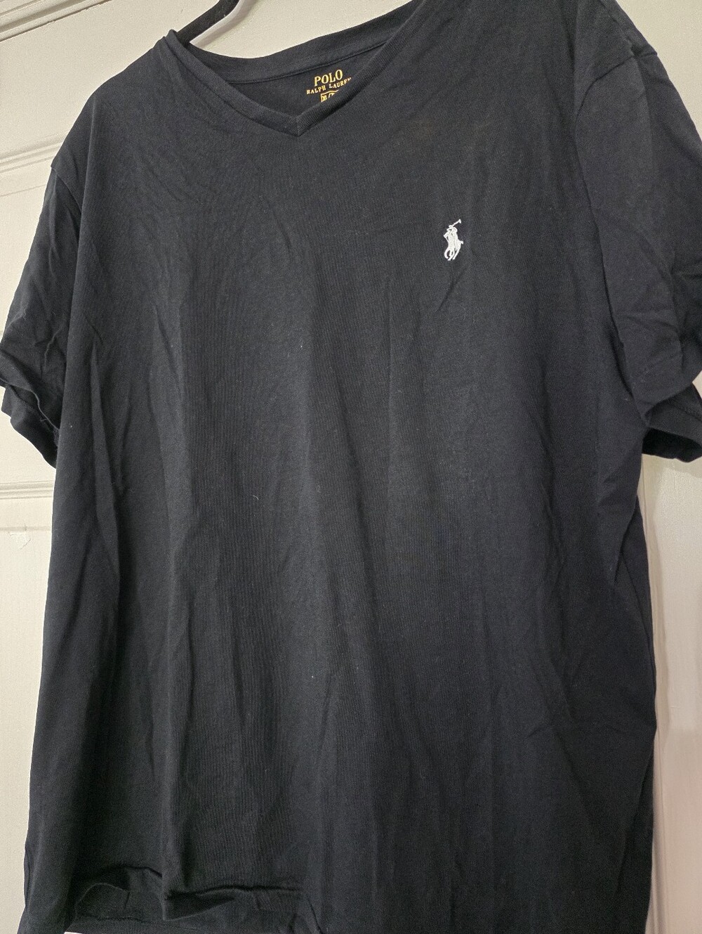 Polo Ralph Lauren Mens Black V-Neck T-Shirt Short Sleeve 100% Cotton Size XL